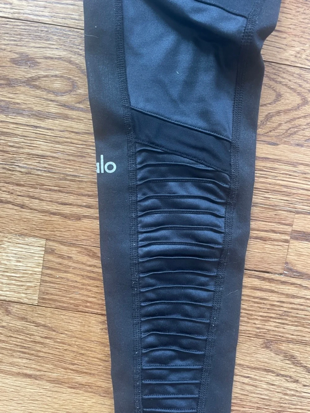Alo Black Moto-Style Mesh Panel Leggings XS